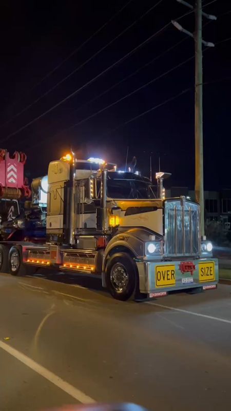 Semi-truck At Night, Carrying Oversized Load — ECC Heavy Haulage in Cairns, QLD
