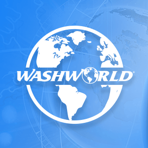 White Washworld globe logo overlaying Washworld globe