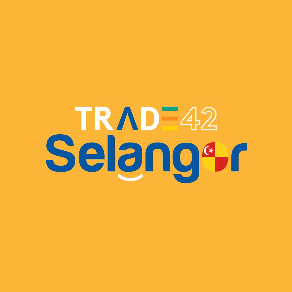 The logo for trade 42 selangor is on a yellow background.