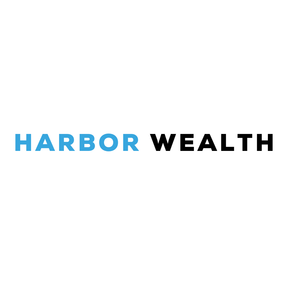 The harbor wealth logo is blue and black on a white background.