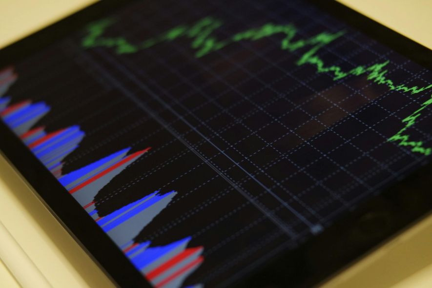 Stock trends on a computer screen
