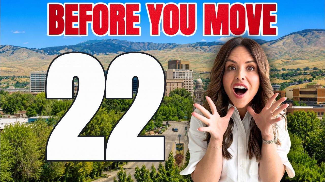 “Before you move” text over a landscape with a shocked woman and a large “22” numbered sign