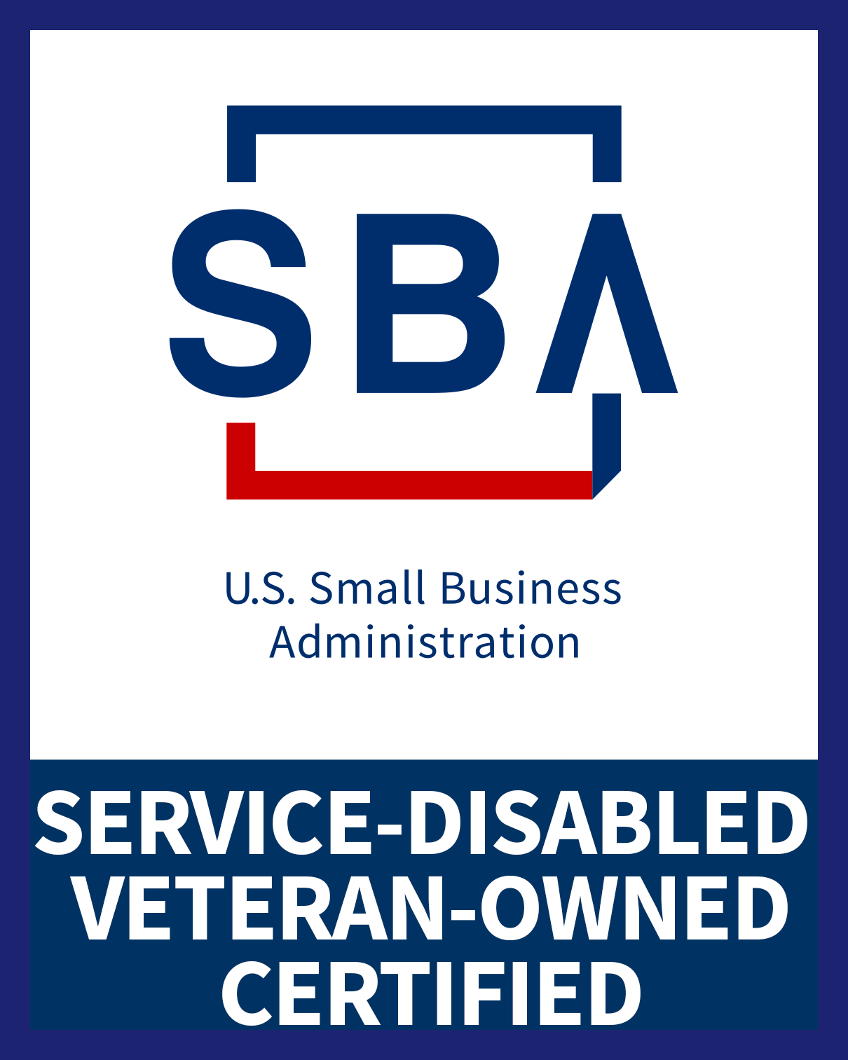 the SDVOSB logo: Red text 