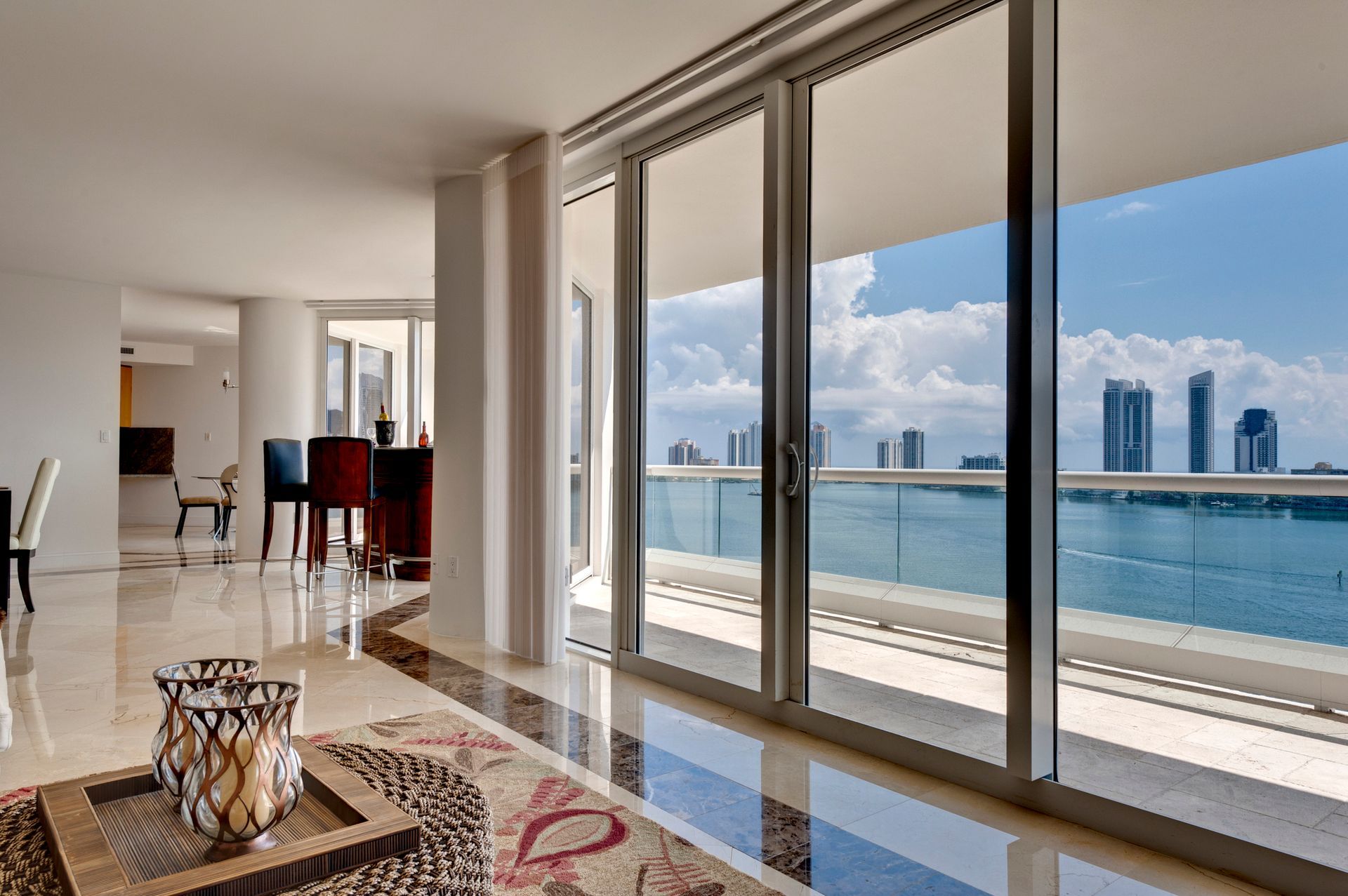 Image of a modern apartment with an ocean view.