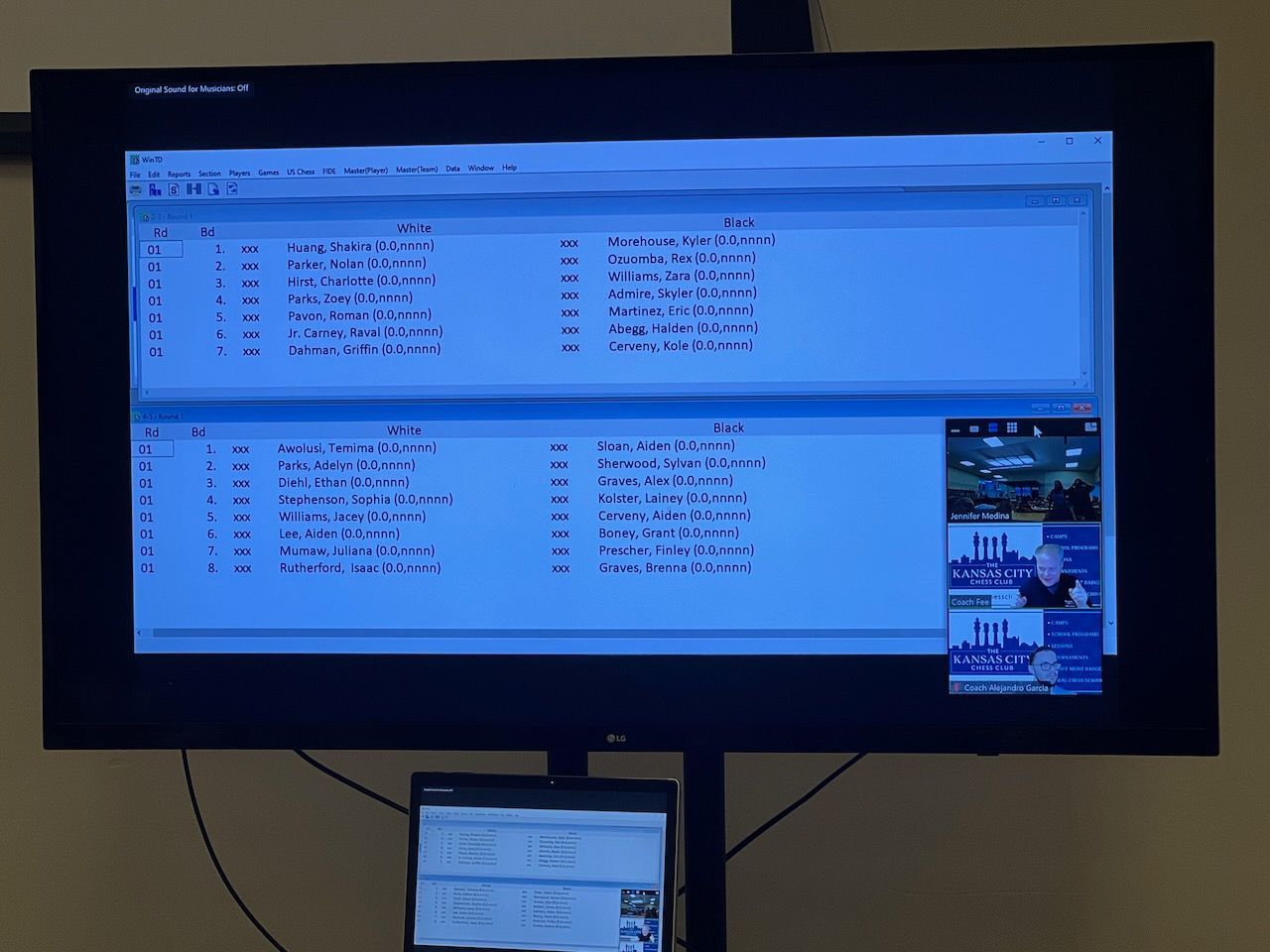 A computer monitor displays a list of numbers