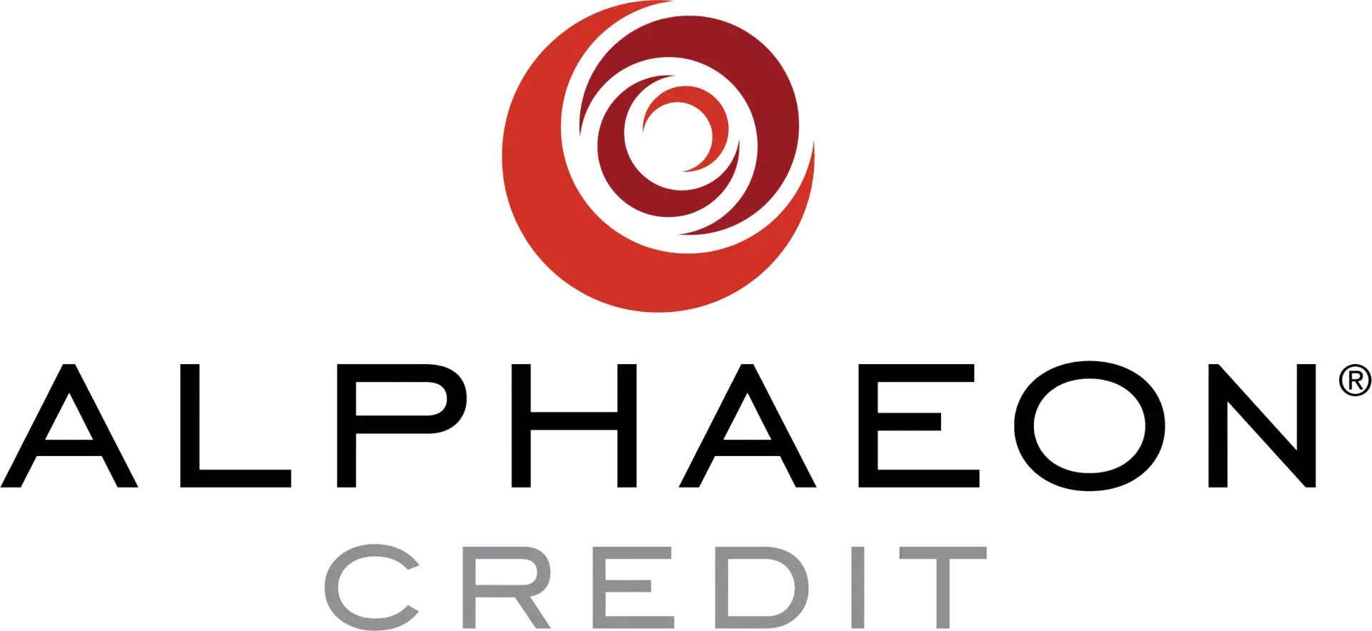 ALPHAEON Credit logo with red circular emblem and black-gray text
