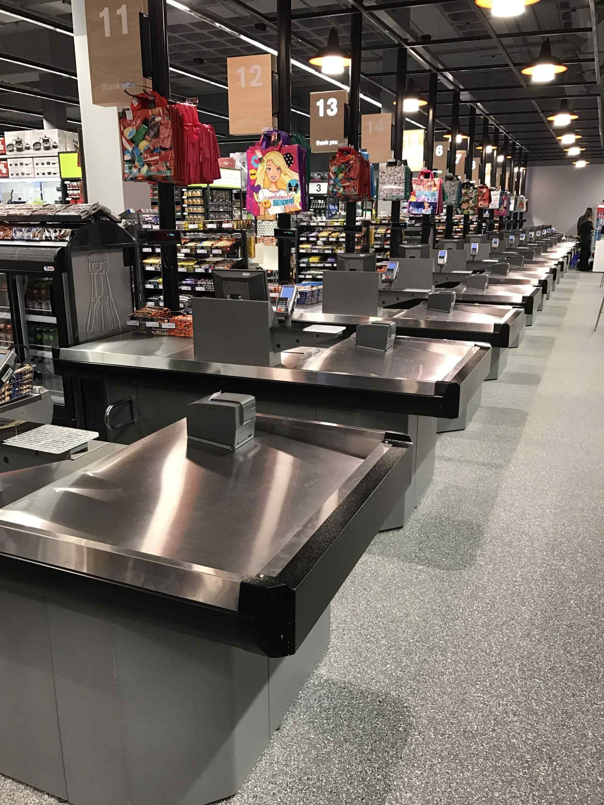 Steel finish checkout counters