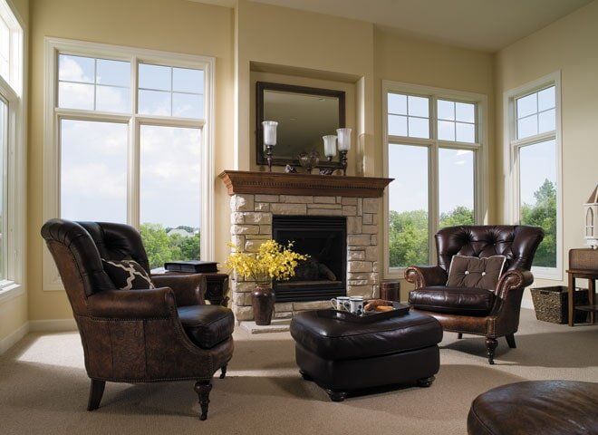 Living Room With Fireplace — Roofing And Siding in Toledo, OH