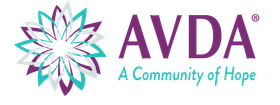 The logo for avda is a community of hope