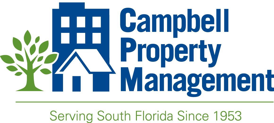 A logo for campbell property management serving south florida since 1953