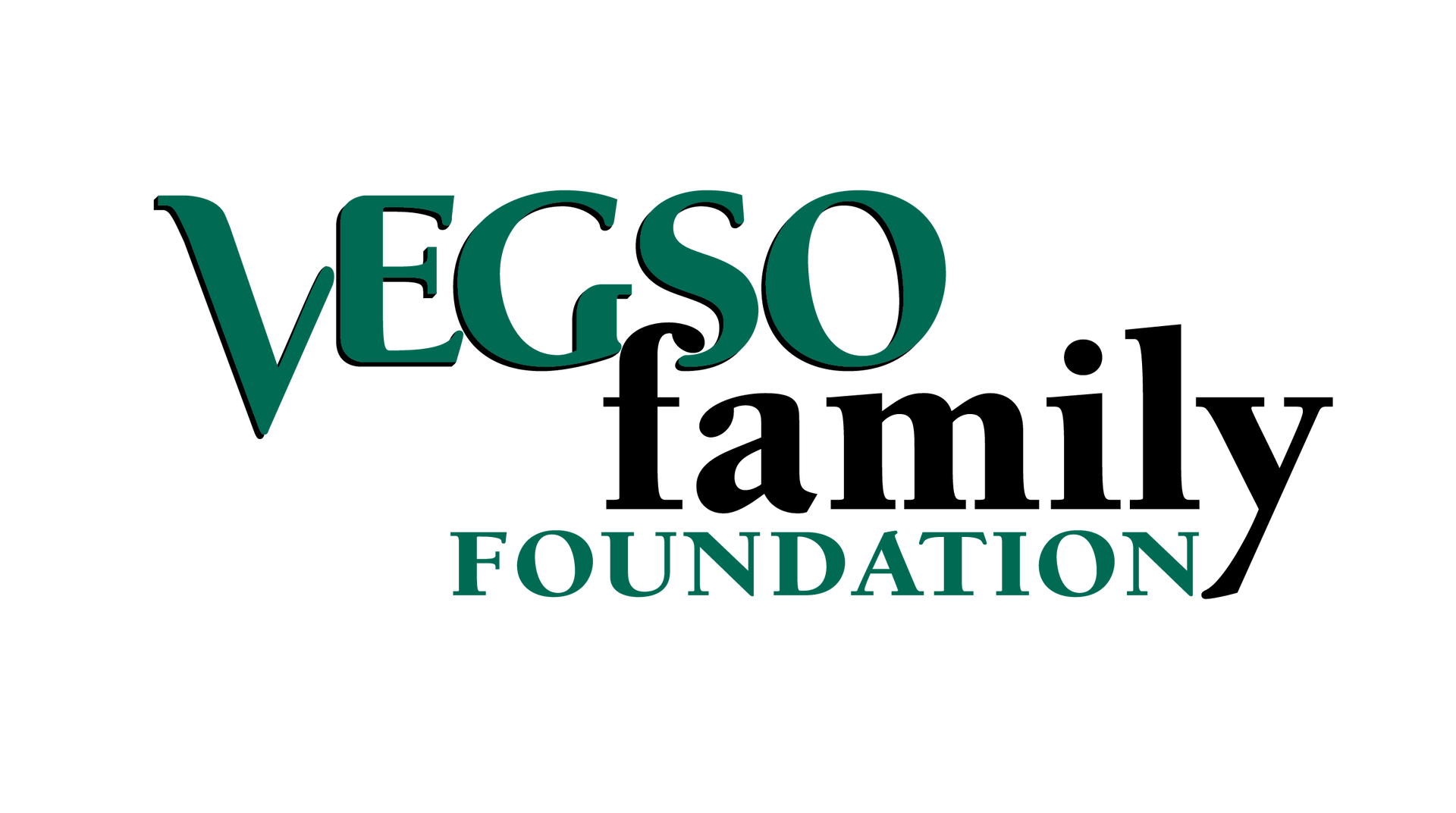 The logo for the vegso family foundation is green and black.