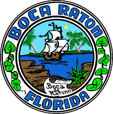 The seal of boca raton florida shows a ship in the water