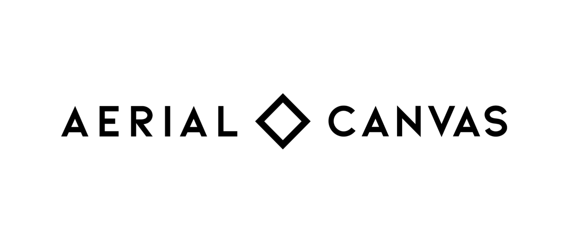 The logo for aerial canvas is black and white on a white background.
