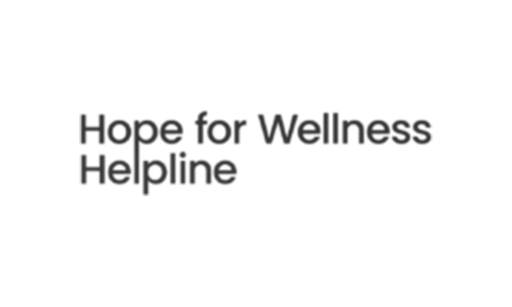 Hope for Wellness Helpline text on a white background.