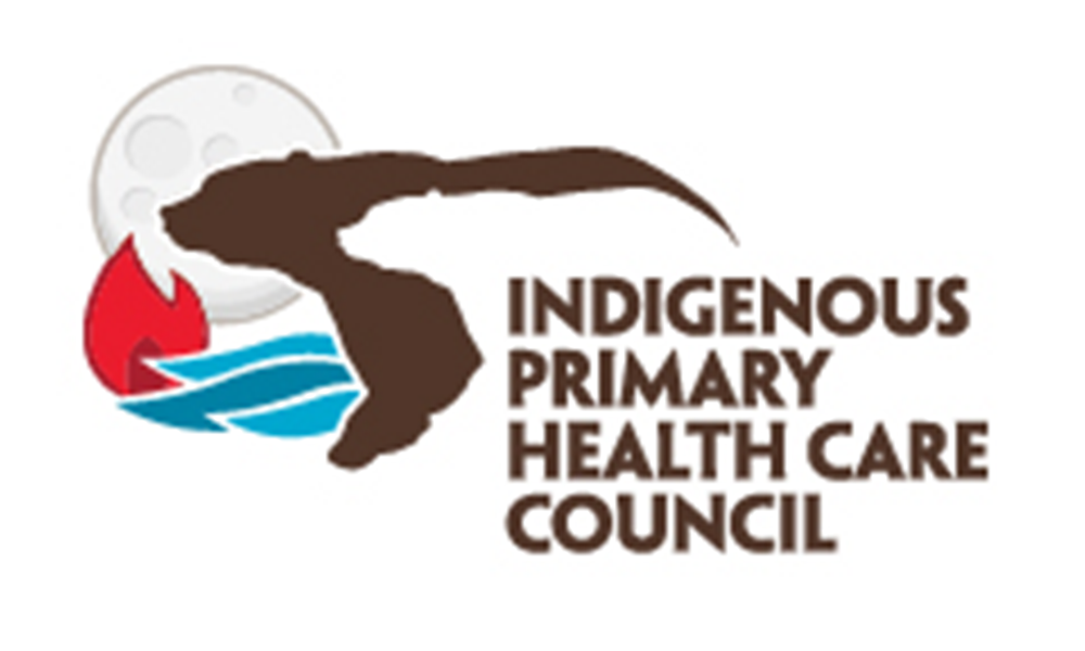 Logo of Indigenous Primary Health Care Council: brown bear, moon, fire, water, and text.