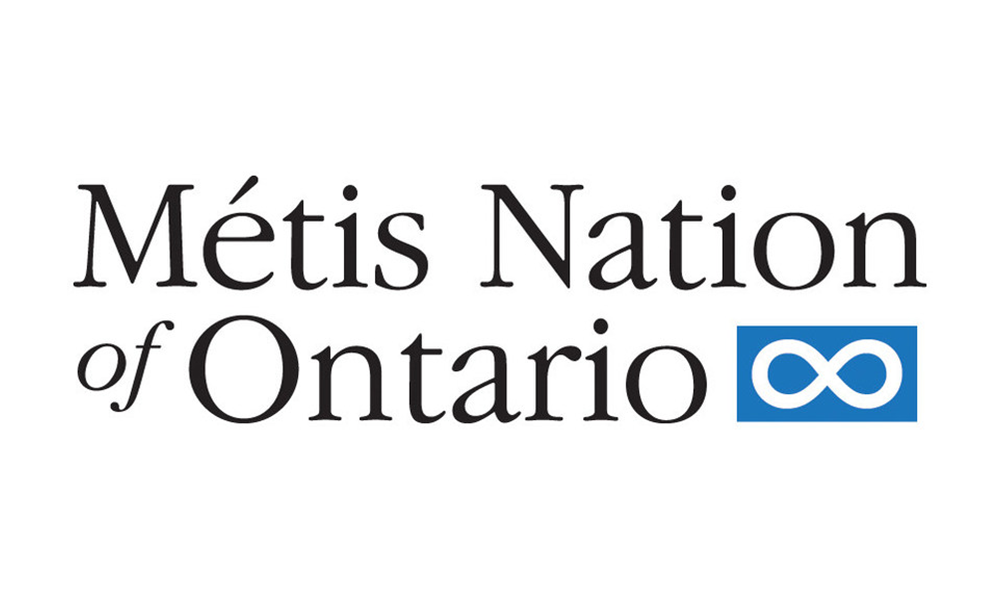 Métis Nation of Ontario logo with text and blue infinity symbol.