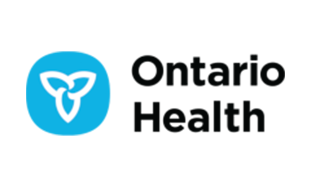 Ontario Health logo: blue circle with a stylized white trillium and text 