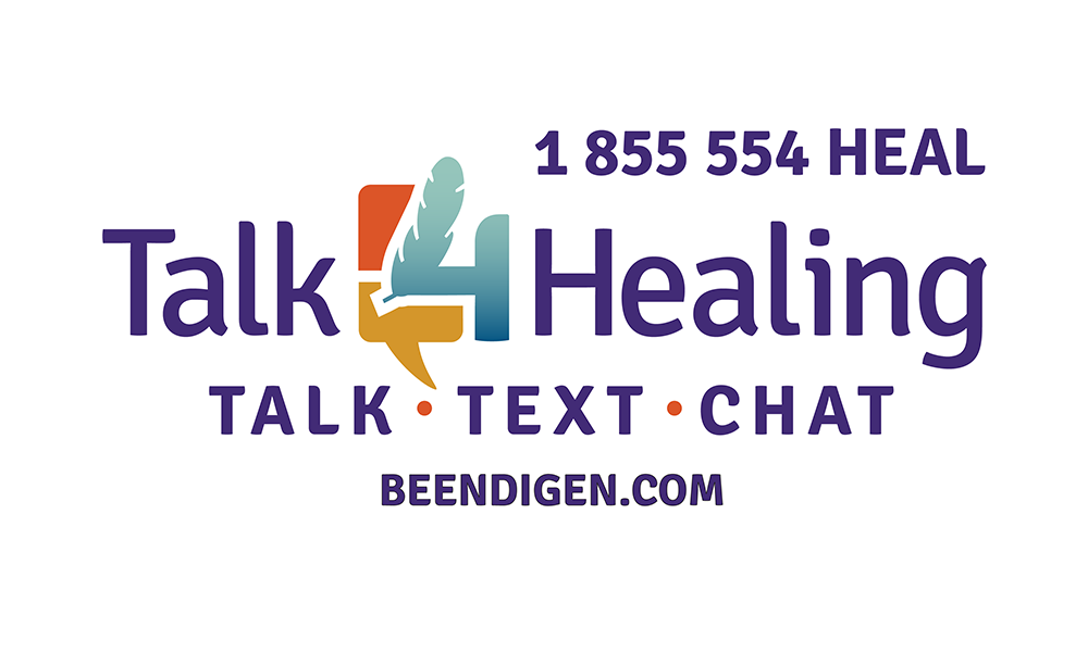 Talk 4 Healing logo: phone number, 
