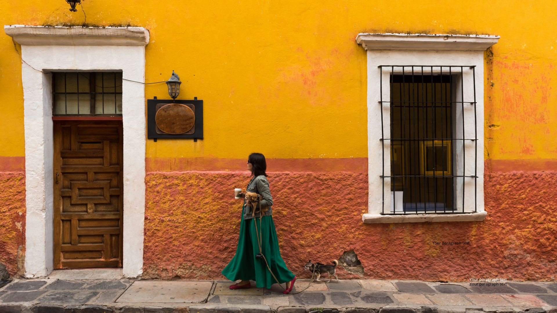 Lady walking her dog in a Latin Country