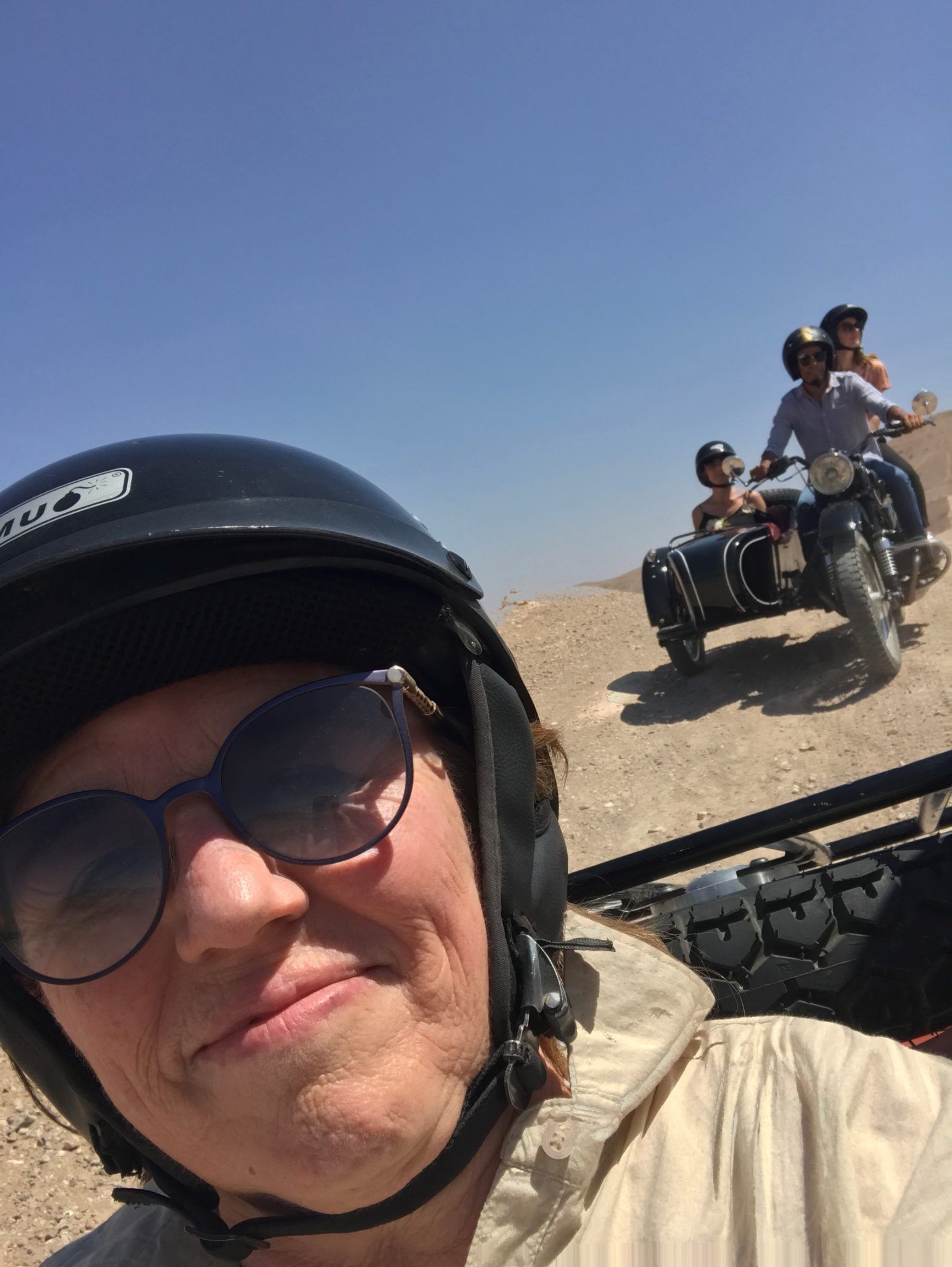 Morocco, Stone desert, side car riding