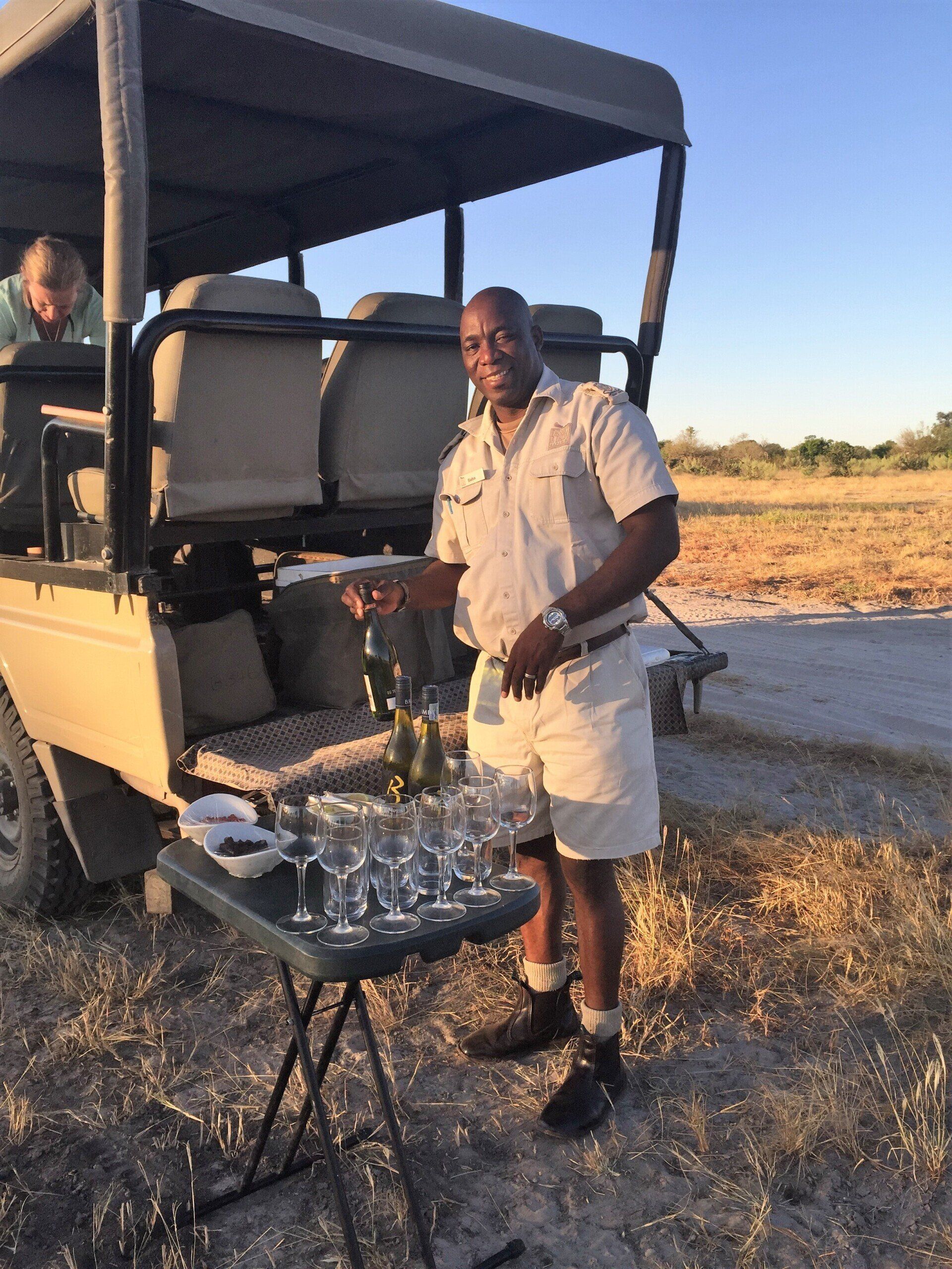 Botswana Safari, Savute sundowners, game drive