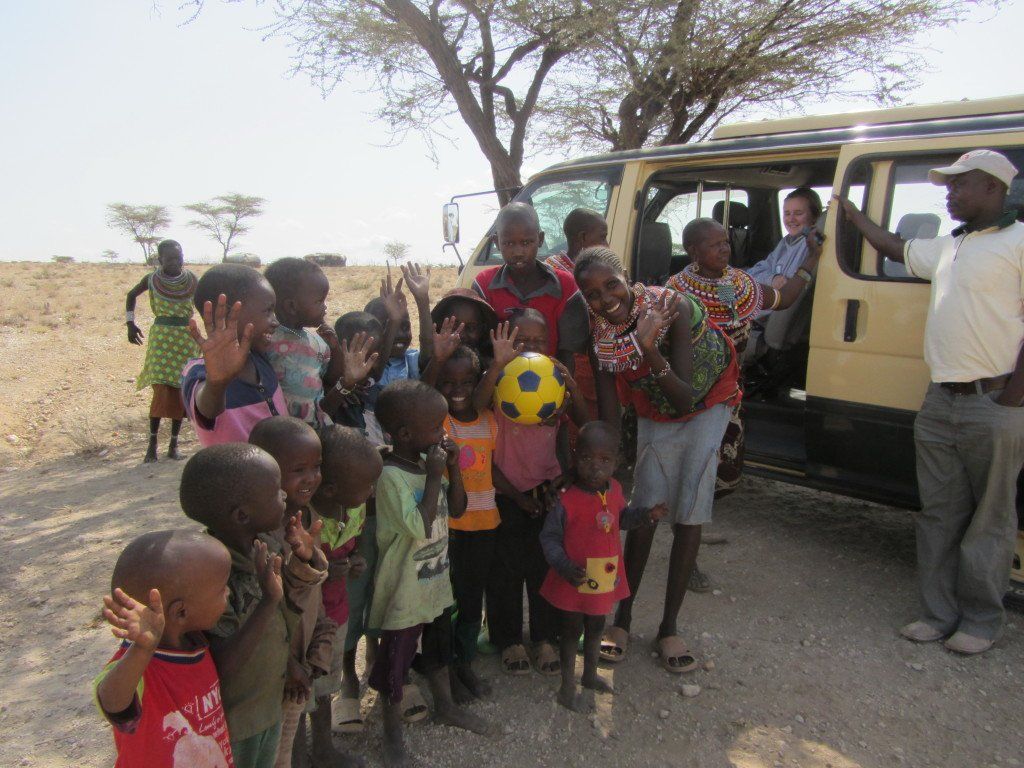Kenya, Samburu, soccer ball donation
