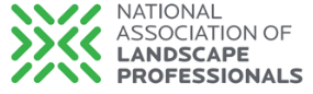 Logo of the National Association of Landscape Professionals; green geometric design, gray text.