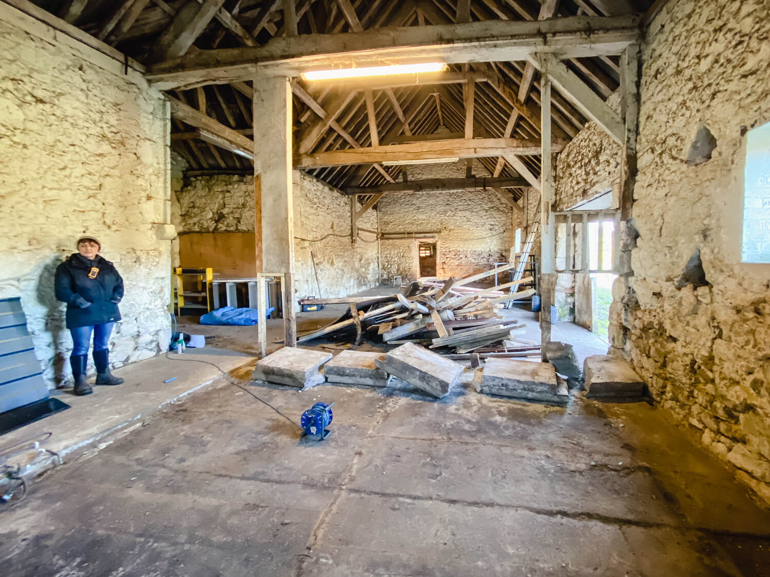 Before a converted barn at the Isle of Wight Donkey Sanctuary