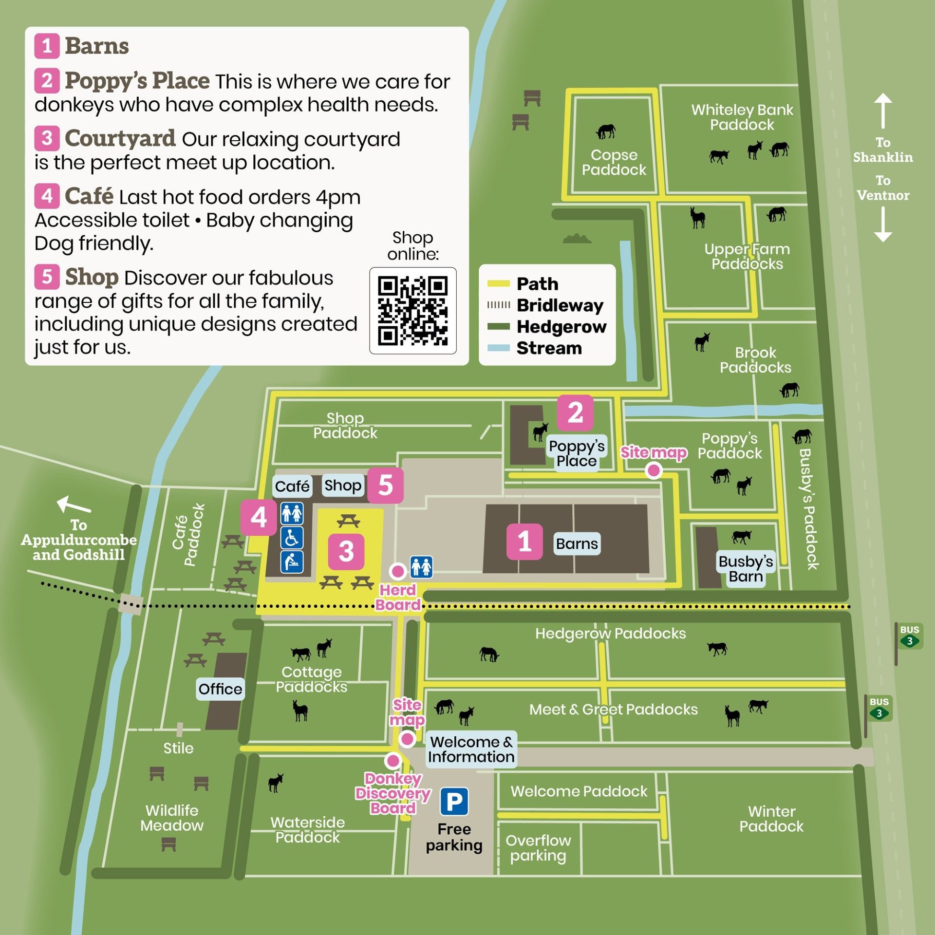 Isle of Wight Donkey Sanctuary map illustrated and designed by Words & Stuff