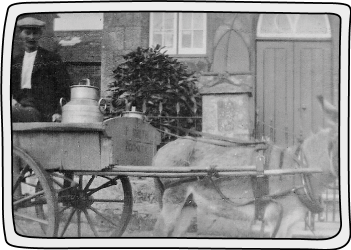 Donkeys pulling a milk churn in 1930 at Rookley, Isle of Wight
