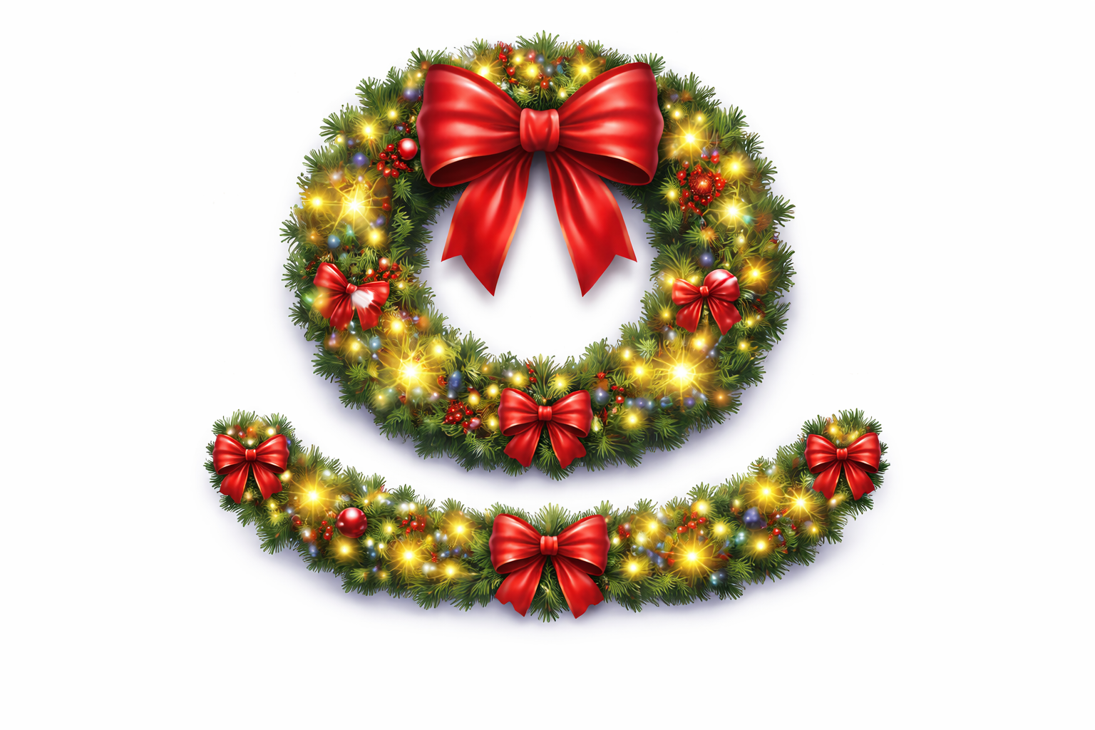 White house with bright Christmas lights, decorated with reindeer, snowman, and wreath.