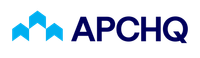 Logo avec des flèches bleues et les lettres APCHQ en bleu foncé.