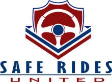 A logo for safe transport usa with an american flag and stars.