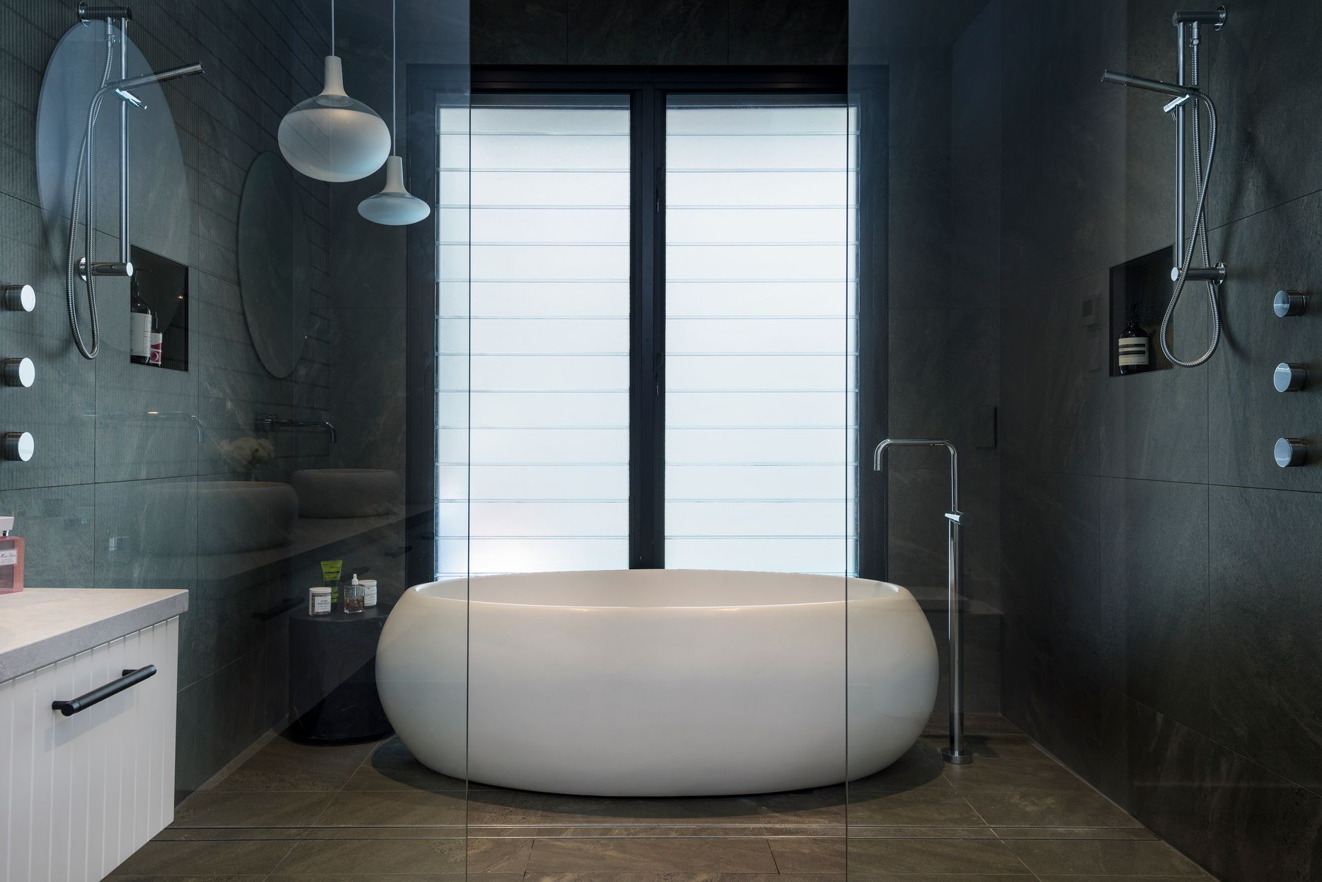 A Wet-Bathroom With A Frameless Glass Shower And A Bathtub — Star Glass Design Pty Ltd in Mayfield, NSW