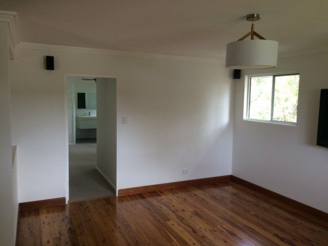 living room with white walls
