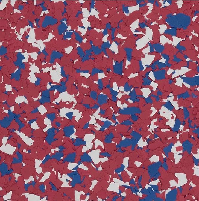 A close up of a red white and blue camouflage pattern