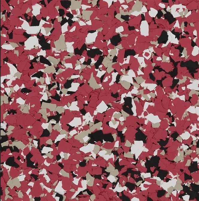 A close up of a red white and black camouflage pattern
