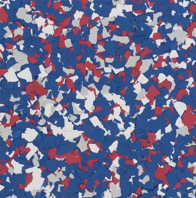 A close up of a red white and blue camouflage pattern