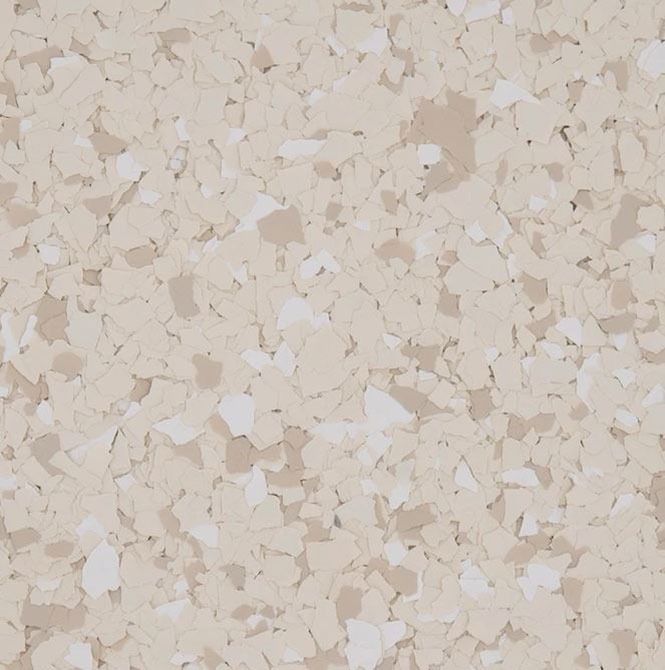 Beige and cream speckled floor coating.