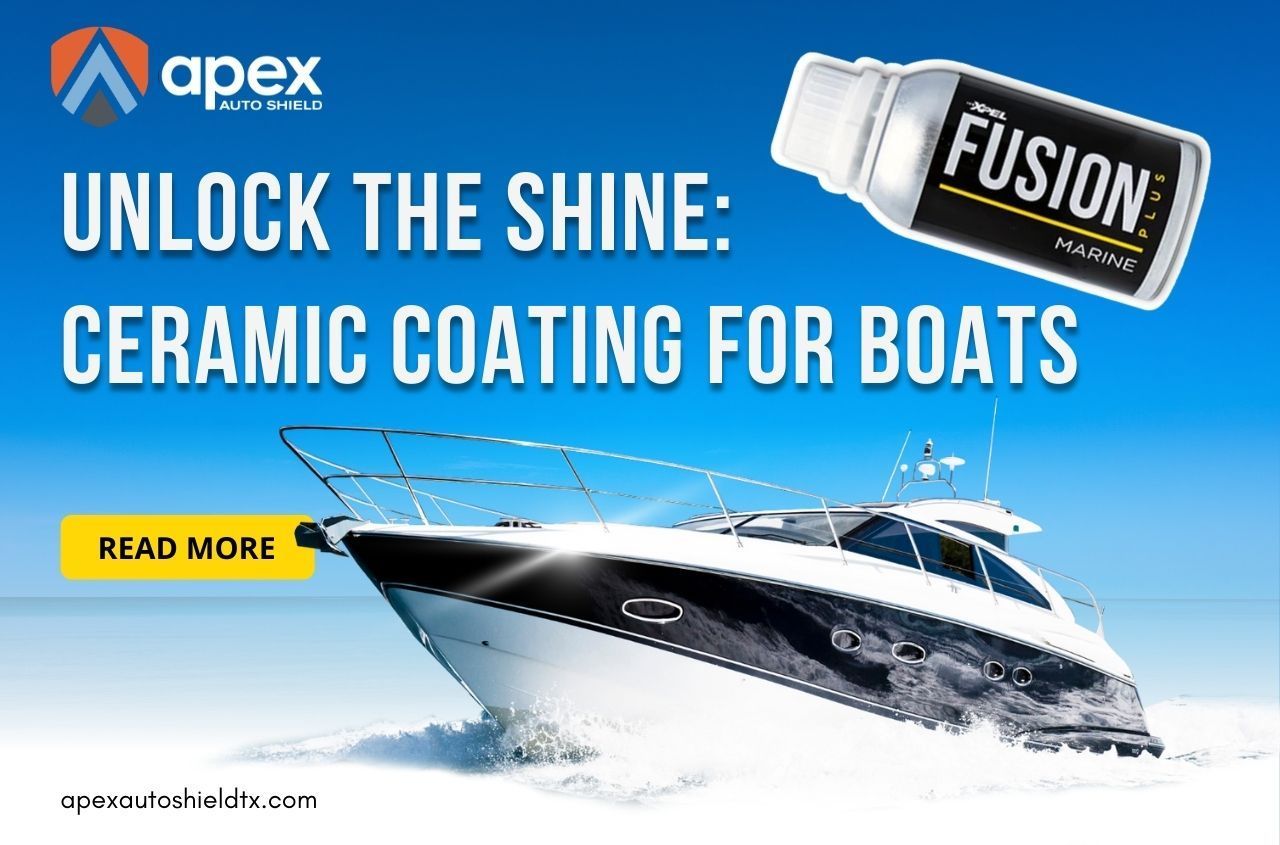 An ad for apex fusion ceramic coating for boats