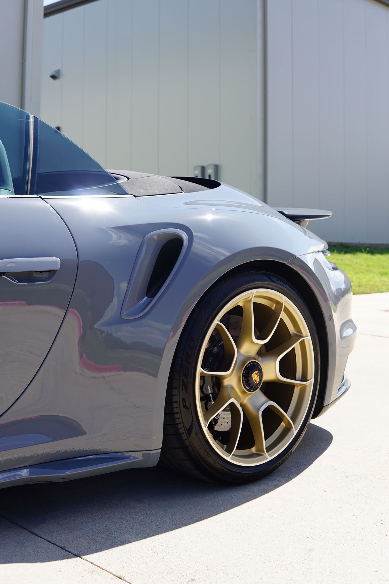 A close up of the hood of a tesla model 3
