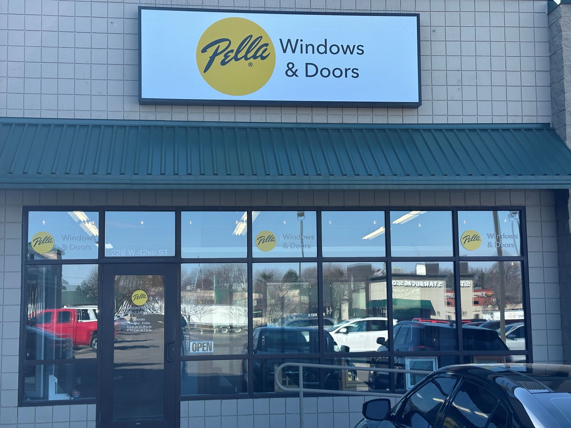 The front of a store that sells windows and doors