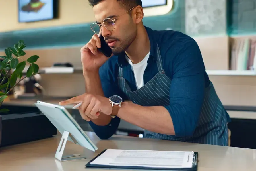 Man working on a tablet