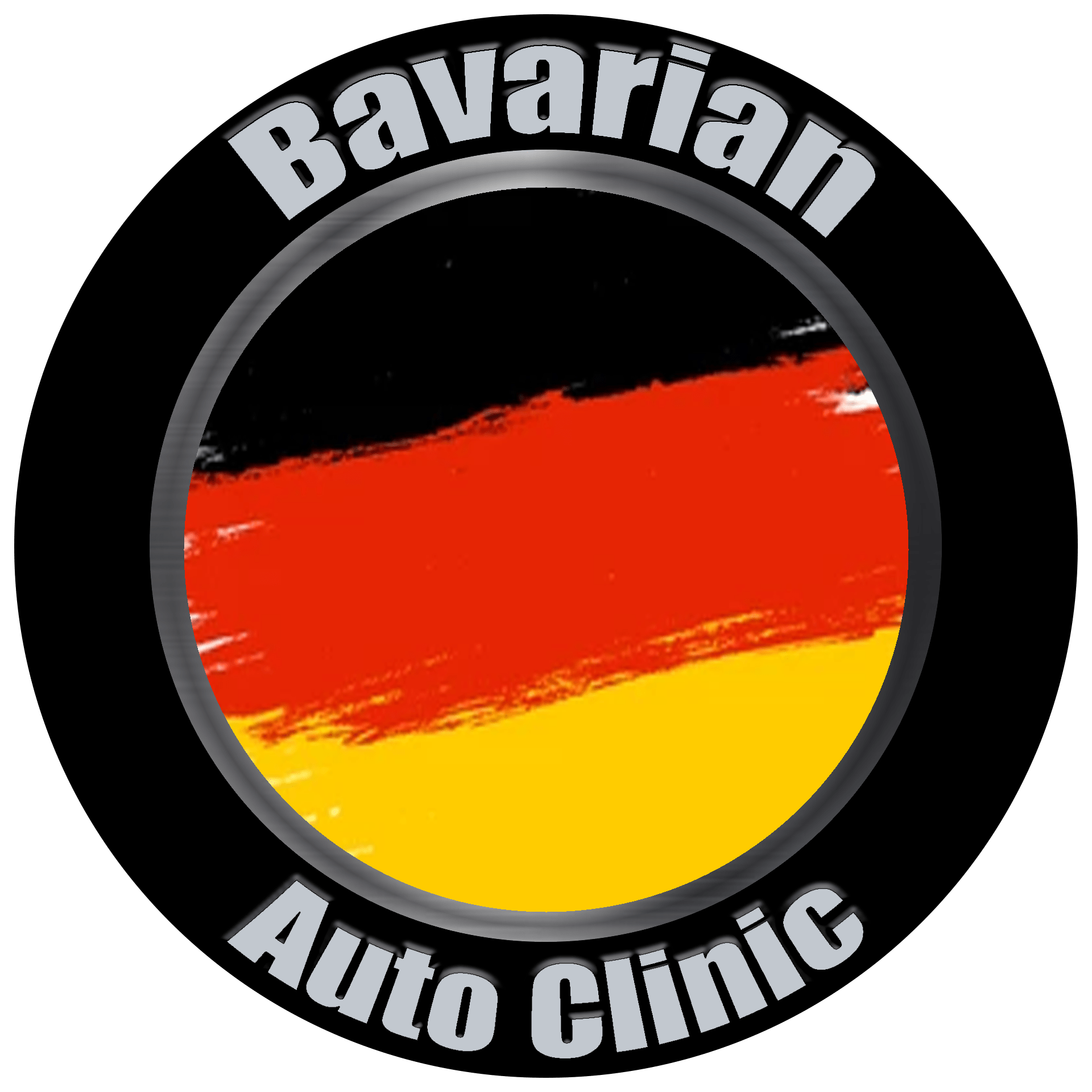 A bavaria auto clinic logo with a german flag in the center | Bavarian Auto Clinic