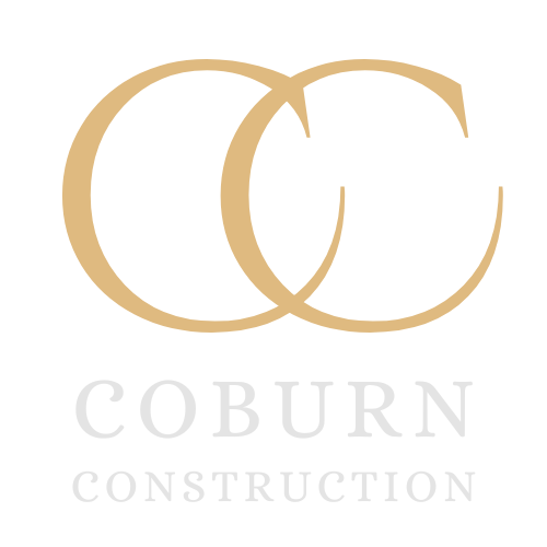 A logo for coburn construction with a white background