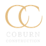A logo for coburn construction with a white background