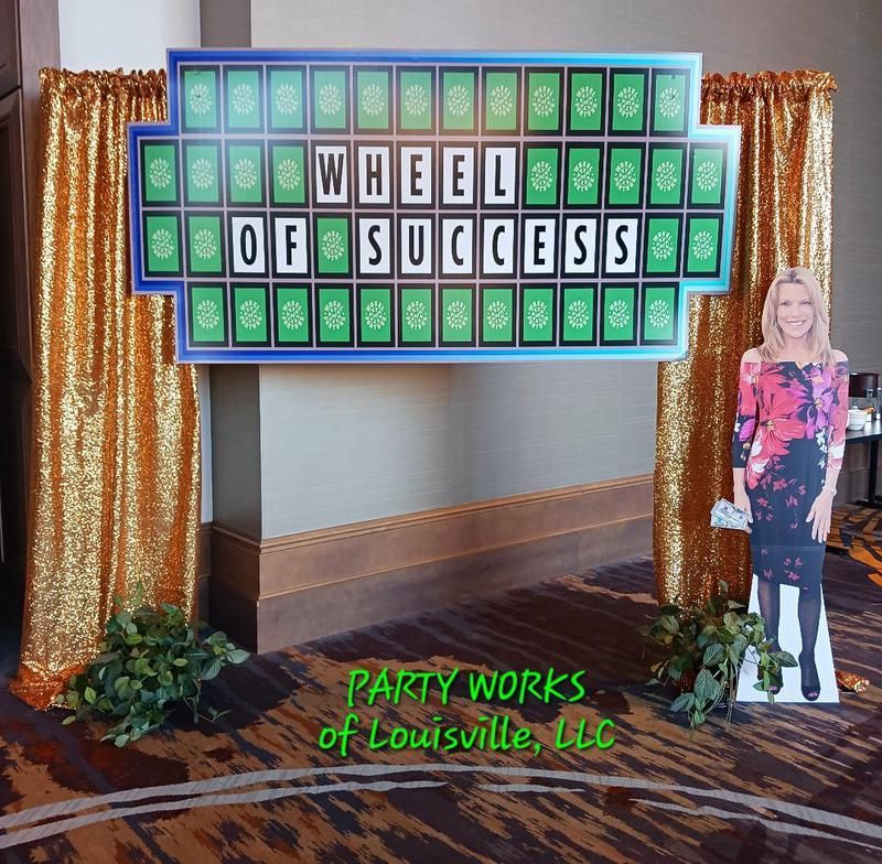A wheel of success sign with a picture of a woman behind it