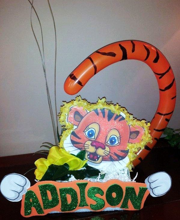 A tiger with the name addison on it