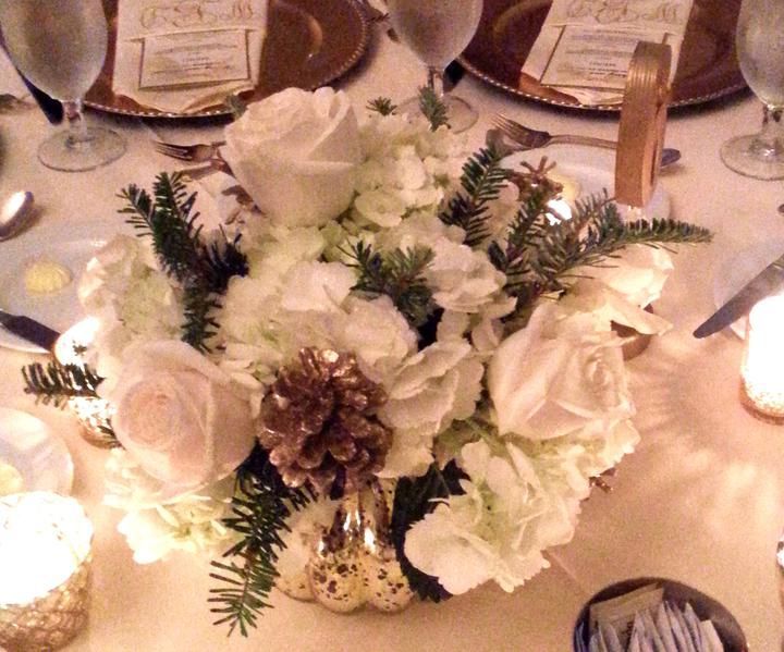 A table with flowers and candles on it