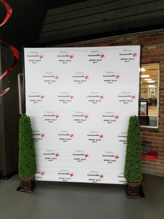 A white backdrop with a red arrow on it